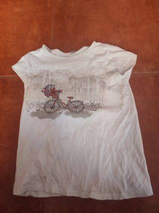 Camiseta blanca niña bici París