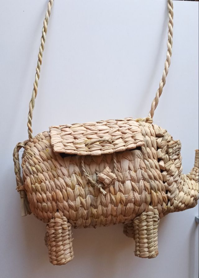 Bolso elefante mimbre vintage