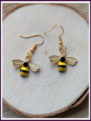 Pendientes abeja dorados