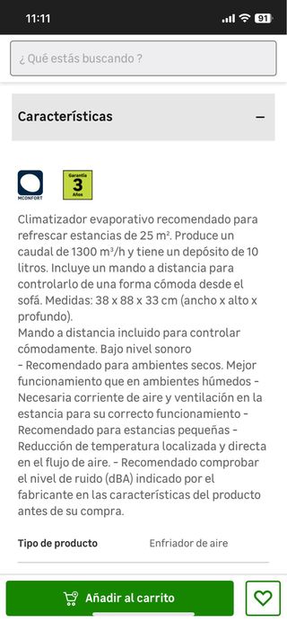 Climatizador evaporativo M-CONFORT E1200