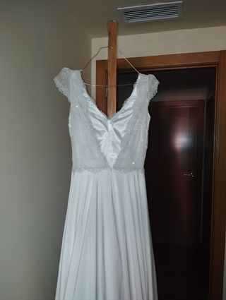 Vestido novia blanco artesanal