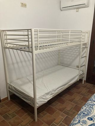 Litera blanca metalica - 2 camas