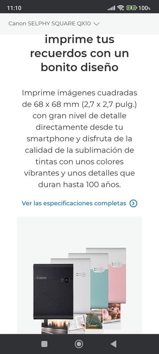 Impresora Canon SELPHY SQUARE QX10