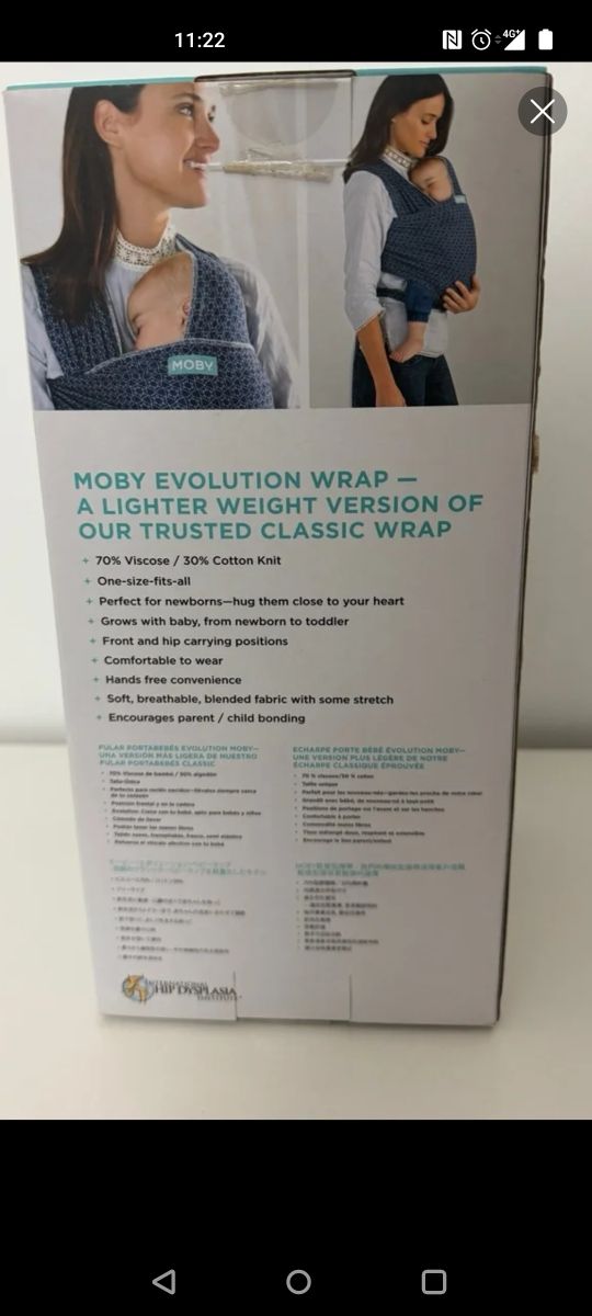 Fular porteo Moby Wrap Evolution - Bebé