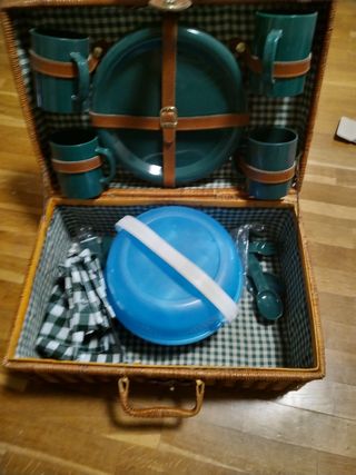 Cesta picnic mimbre marrón