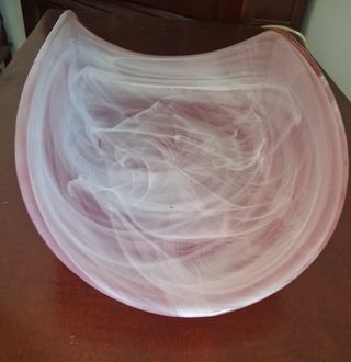 Vassoio vetro rosa vintage anni '80