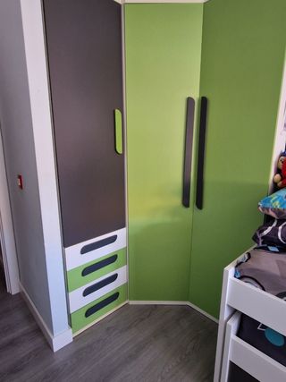 Armario rinconero infantil - Gris & Verde