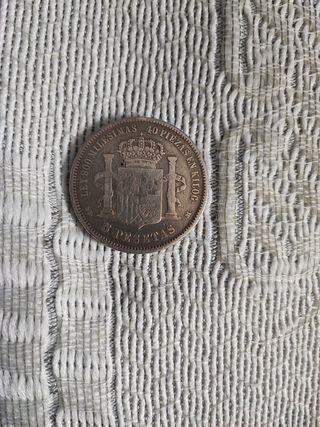 Moneda plata 5 Ptas. 1871