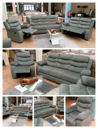 SOFÁ RECLINABLES RELAX - GRIS Y BEIGE