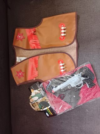 Disfraz vaquero: chaleco y pistola