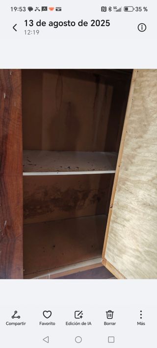 Armario antiguo con espejo tallado.