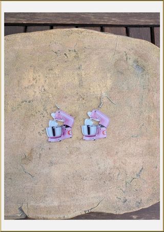 Pendientes batidora rosa