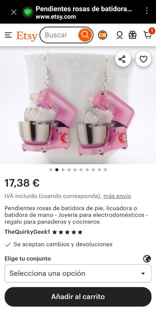 Pendientes batidora rosa