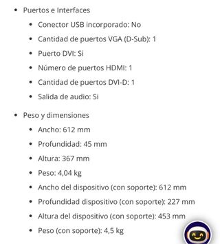 Monitor Philips 273V7QDSB 27" Con cable HDMI
