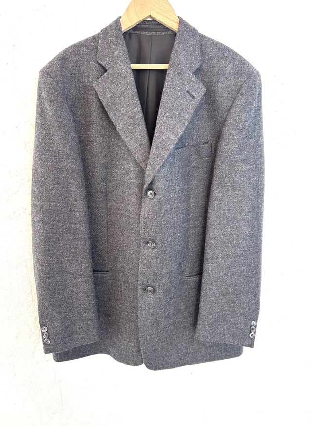 Americana lana gris jaspeada hombre