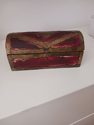 Caja madera vintage rojo-dorado