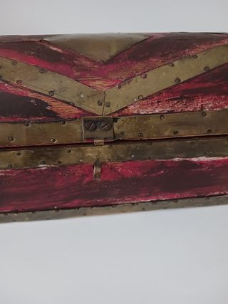 Caja madera vintage rojo-dorado