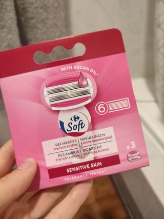 Recambios cuchillas Soft Sensitive Carrefour.