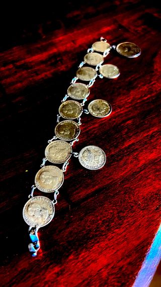 Pulsera monedas plata siglo XX