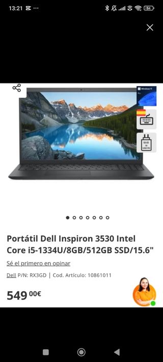Portátil Dell Inspiron 3530 i5-1334U