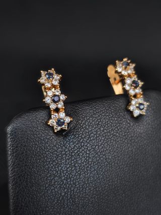 Pendientes oro 18k flores circonitas051-04-00373