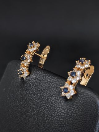 Pendientes oro 18k flores circonitas051-04-00373