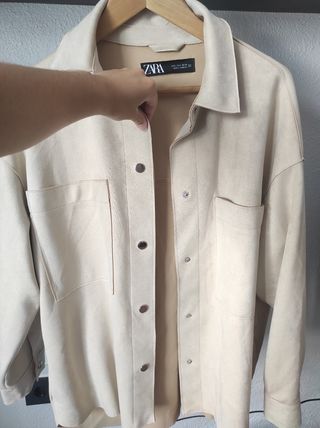 Chaqueta antelina beige Zara L