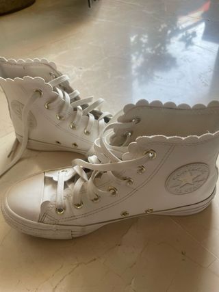 converse blanca detalles dorados