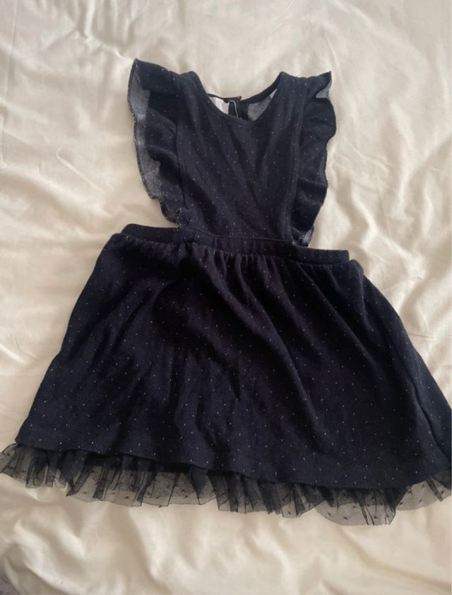 Vestido niña negro lunares
