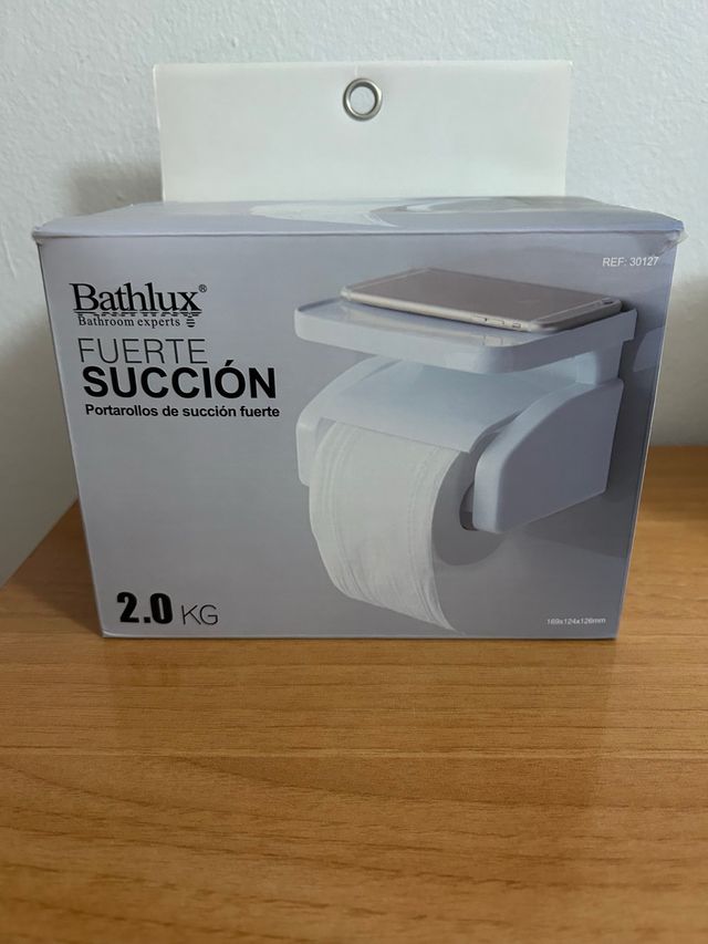 Portarollos Bathlux con ventosa - blanco