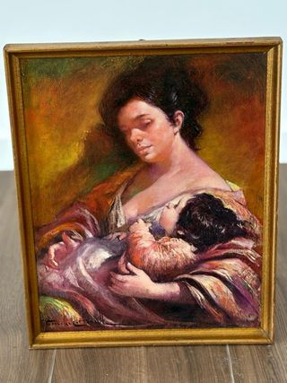 Cuadro antiguo Madre e hijo