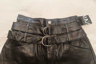 Pantalón cuero negro ZARA - Talla S