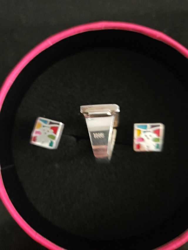 Conjunto anillo y pendientes mosaico