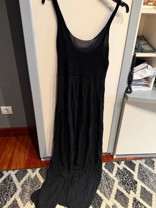 Vestido largo negro crochet
