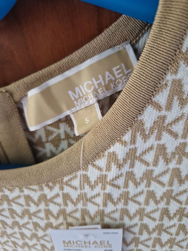 Vestido Michael Kors beige y blanco