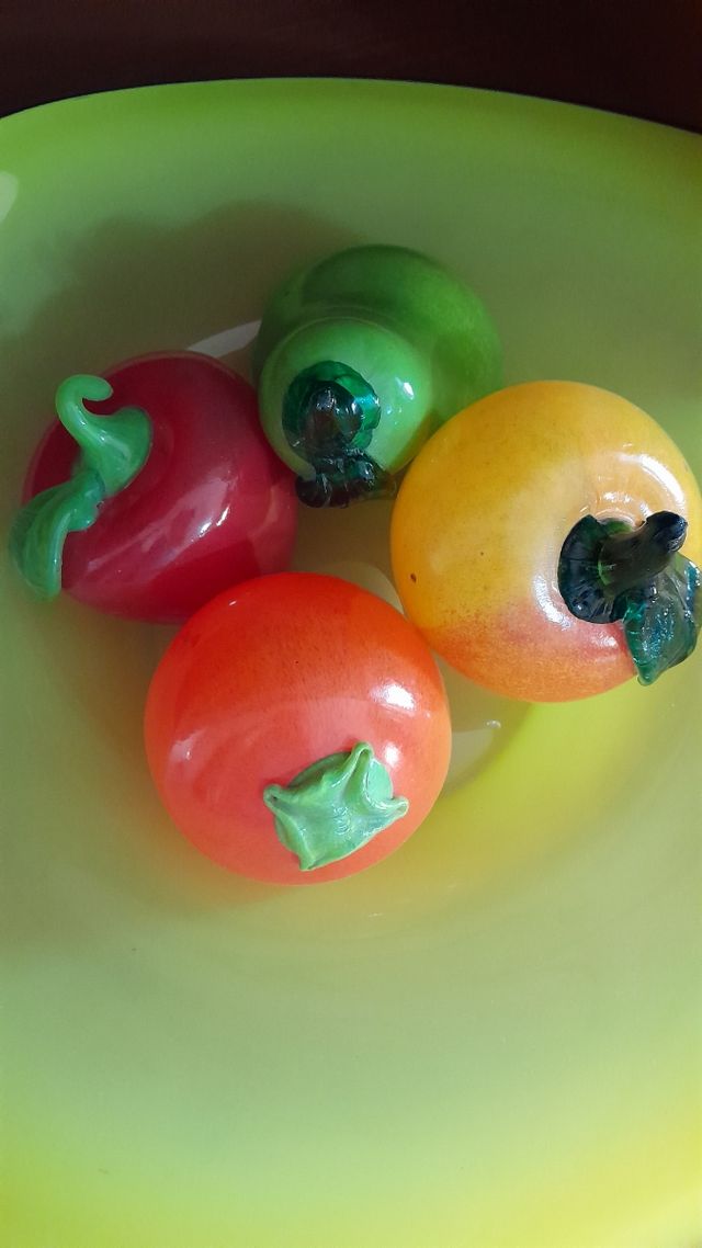 Frutero y frutas de Murano soplado