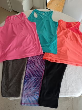 Lote ropa deporte: 3 tops + 3 pantalones