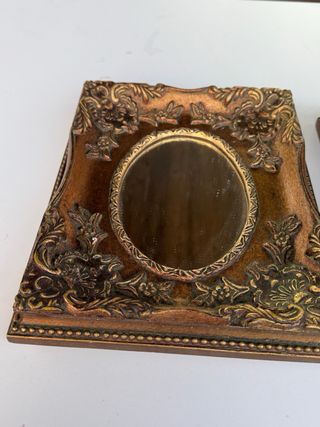 2 Espejos bronce antiguos pequeños