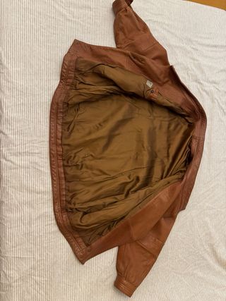 chaquetón piel marrón vintage talla grande