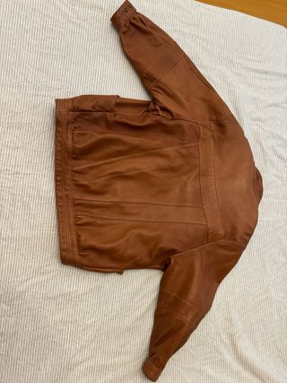 chaquetón piel marrón vintage talla grande