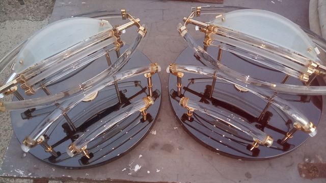 2 Lámparas salón - acrílico, cristal, metal