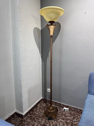 Lampara pie cristal bronce vintage