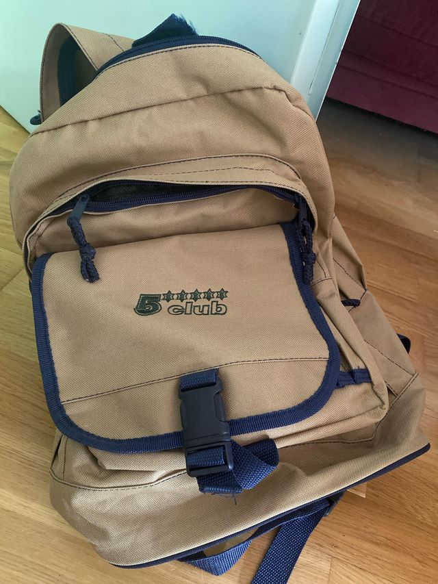 Mochila 5 Club beige y azul