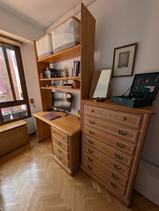 Muebles dormitorio niña madera pino -  4 piezas