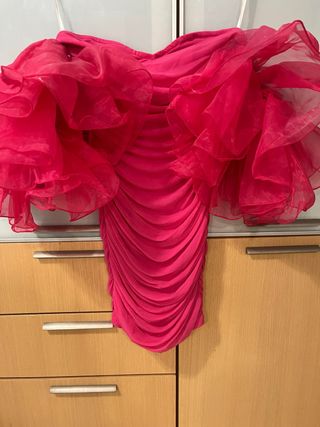 Vestido rosa Shein-mangas grandes