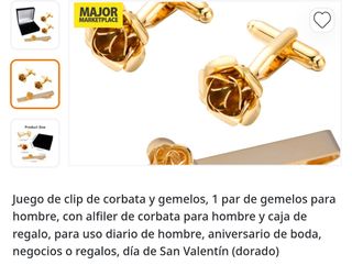 Gemelos y clip dorados | Elegante juego