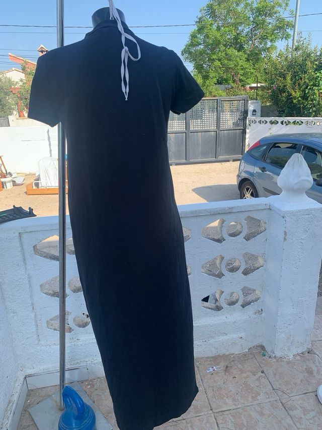 Vestido midi negro - algodón