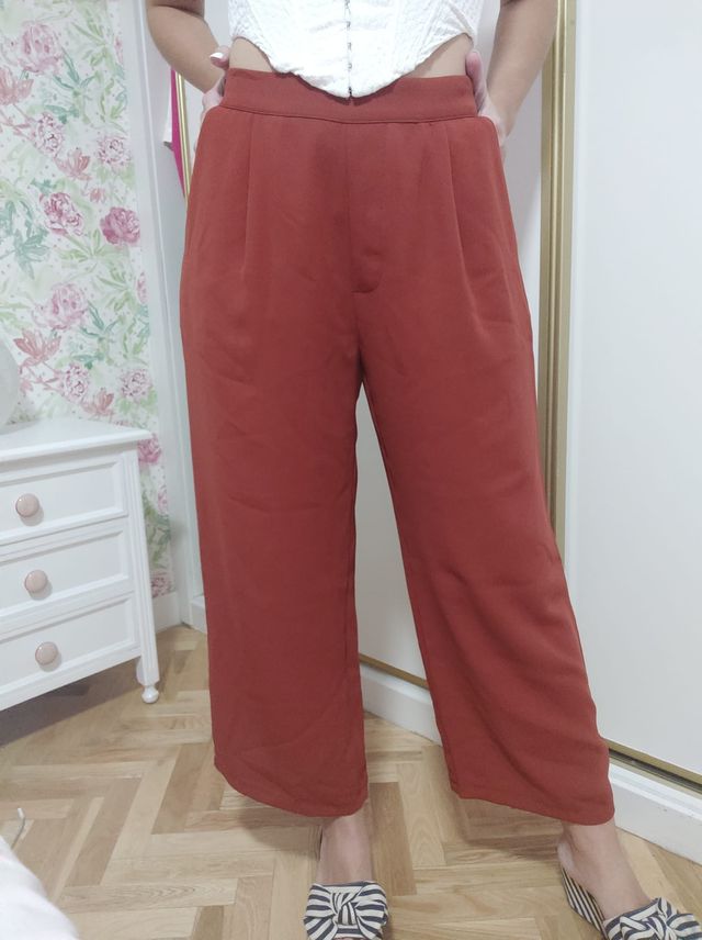 Pantalones fluidos marrón rojizo - Talla L