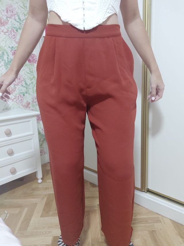 Pantalones fluidos marrón rojizo - Talla L