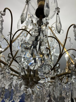 Araña 6 brazos bronce y cristal de roca